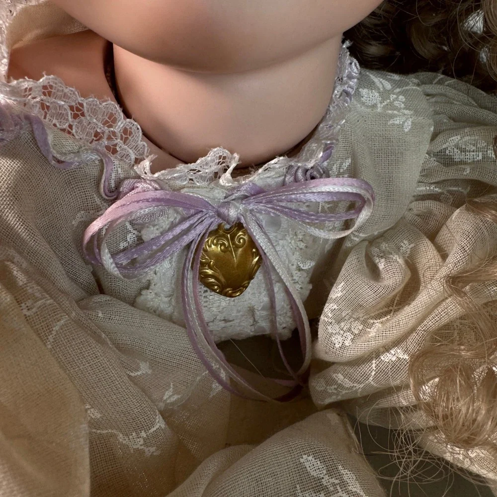 RARE Charlene Marie '97 Porcelain Doll Blonde Curls Lace Gown Collectible SIGNED
